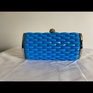 Expressions NYC blue hard case clutch